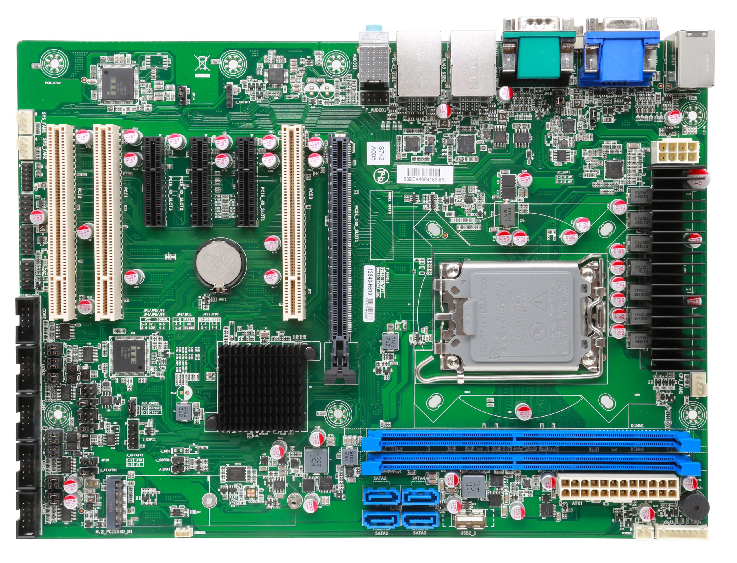 DMB-AH610 Industrial Motherboard with Intel® 12th/13th Gen Core™ Support MAX CPU, H610 Chipset,1x PCIex 16, 3x PCIex 4, 3x PCI, 6x COM, 10x USB, 2x LAN